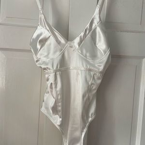 NEVER WORN White Satin Bodice Bodysuit